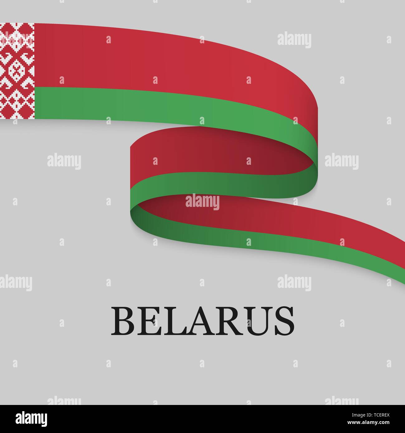 Waving Ribbon Or Banner With Flag Of Belarus Template For