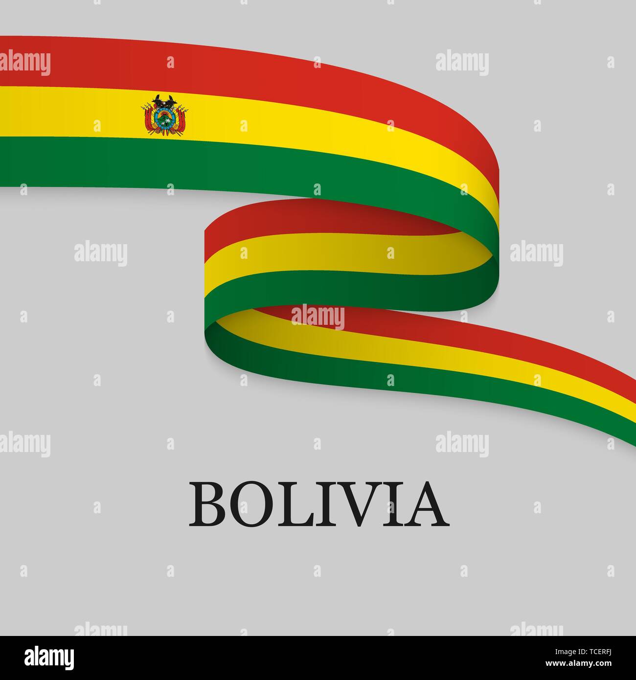 Waving ribbon or banner with flag of Bolivia. Template for independence ...