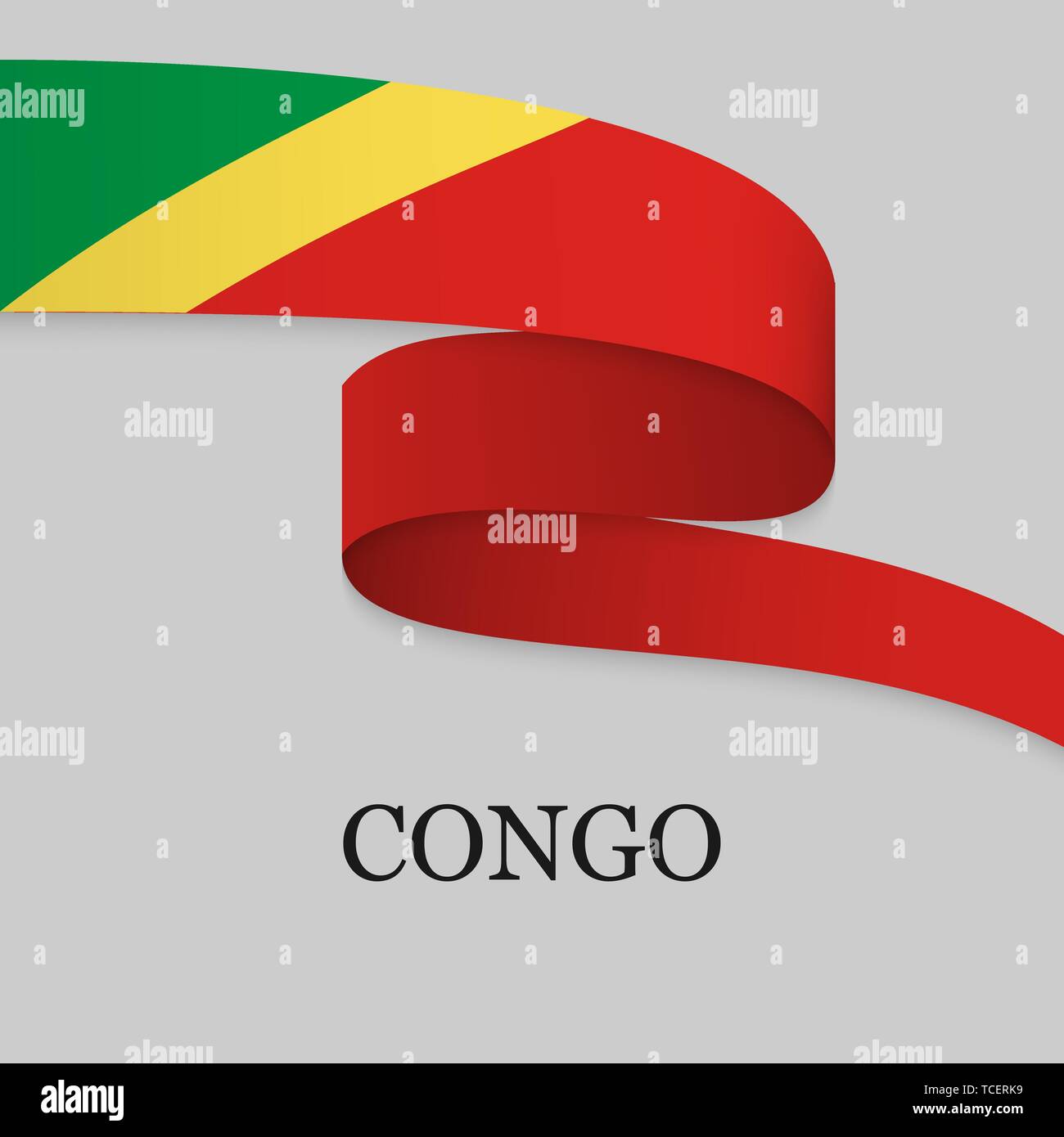 Waving ribbon or banner with flag of Congo. Template for independence ...