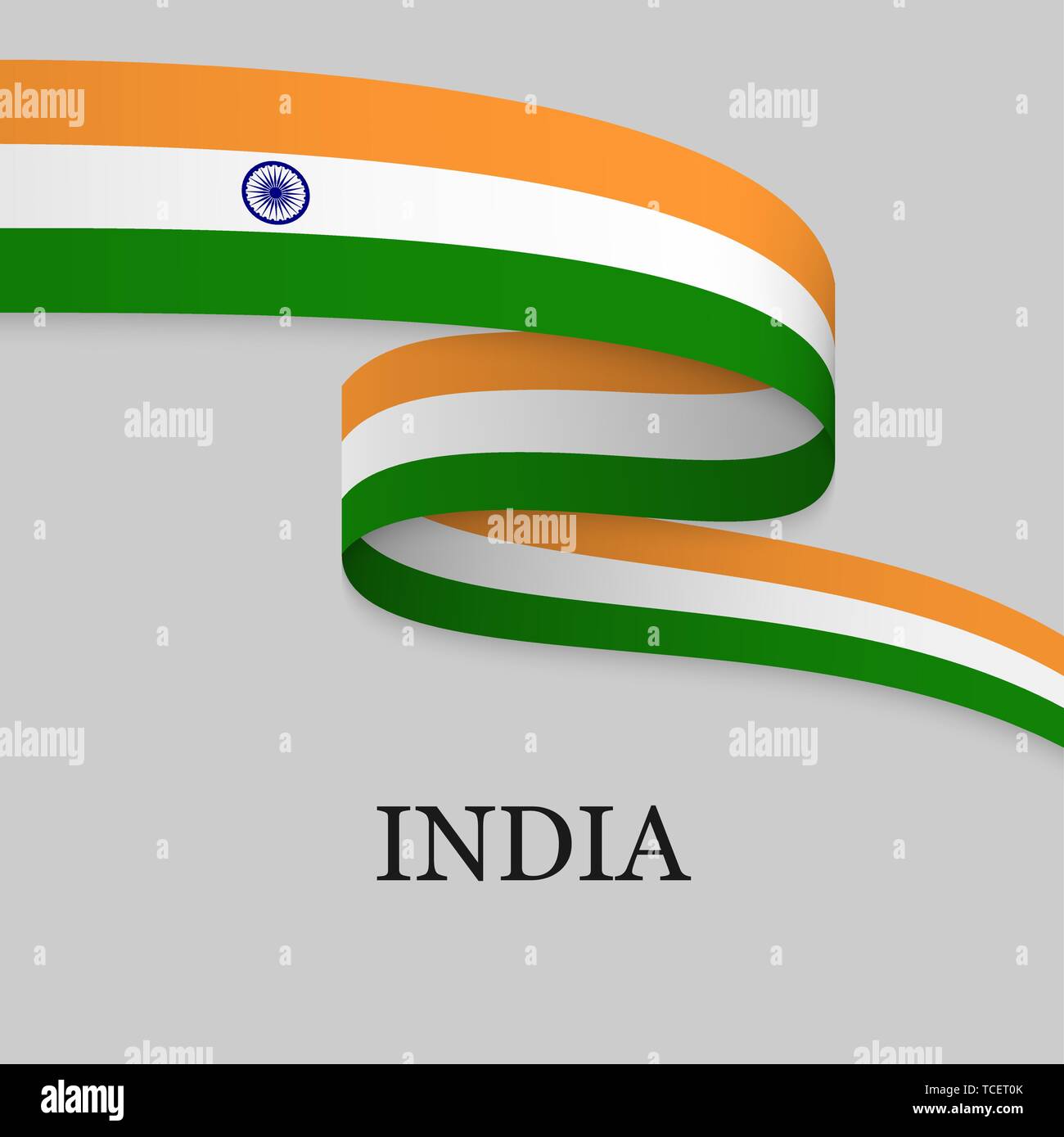 Waving ribbon or banner with flag of India. Template for independence ...