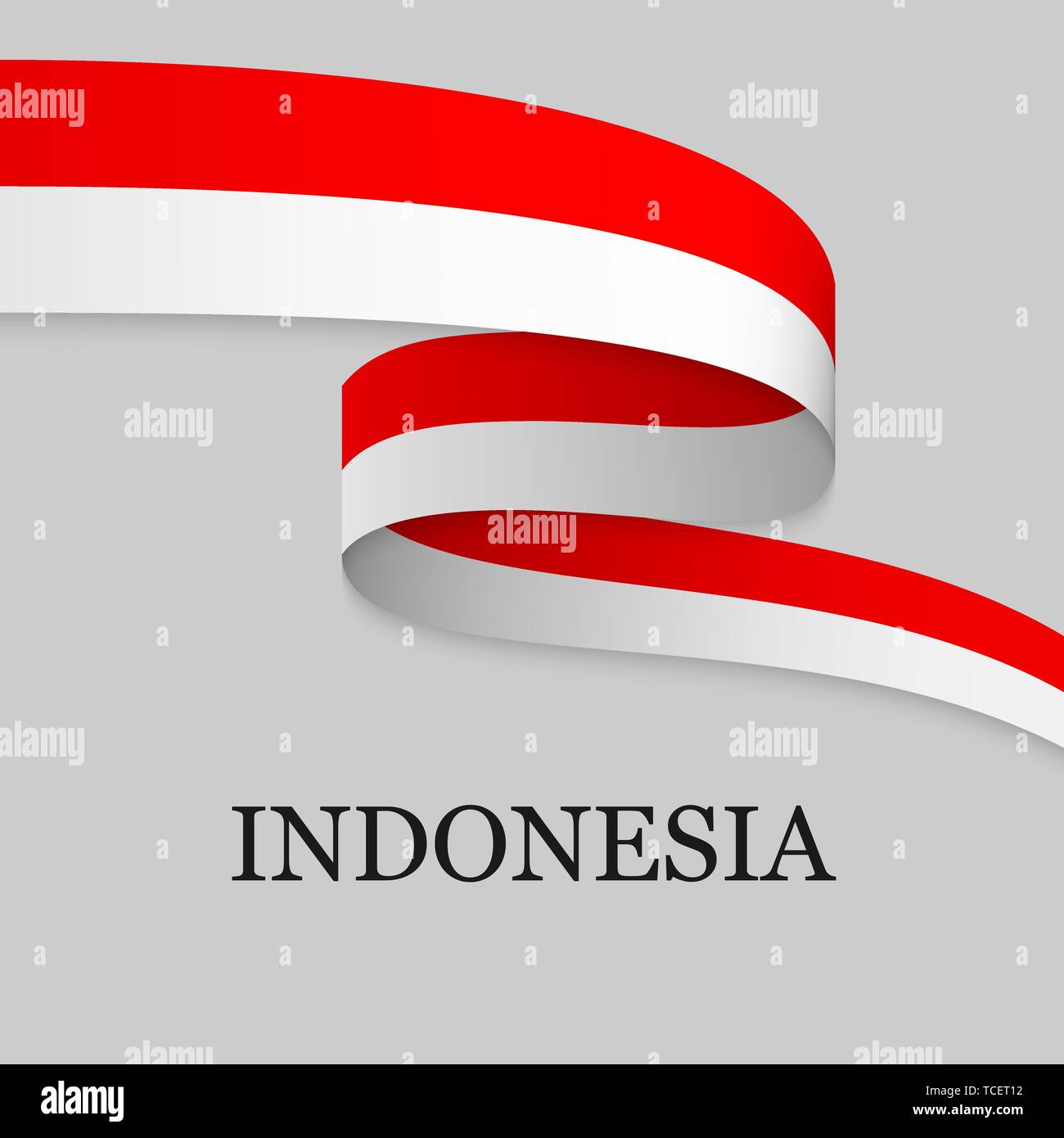 Waving ribbon or banner with flag of Indonesia. Template for ...