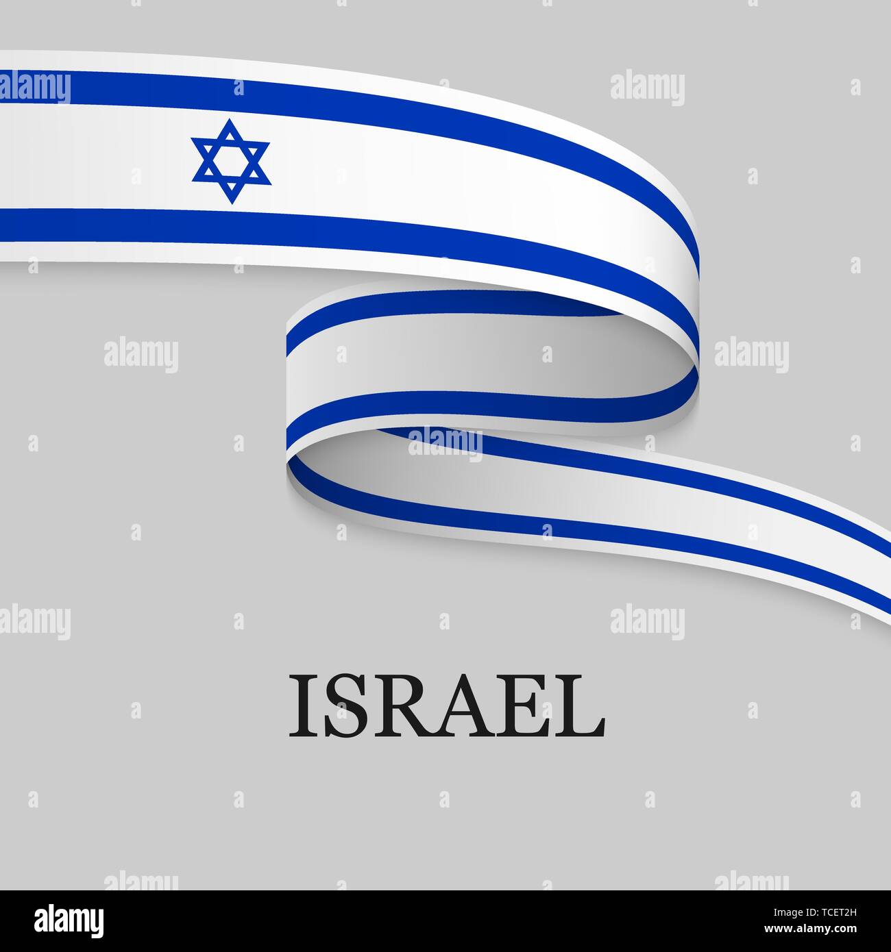 Waving ribbon or banner with flag of Israel. Template for independence ...