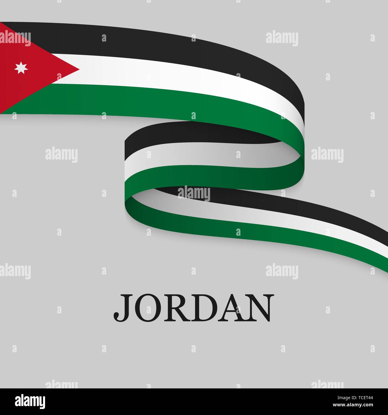 Jordan Flag Ribbon Waving ribbon or banner with flag of Jordan. Template for independence ...