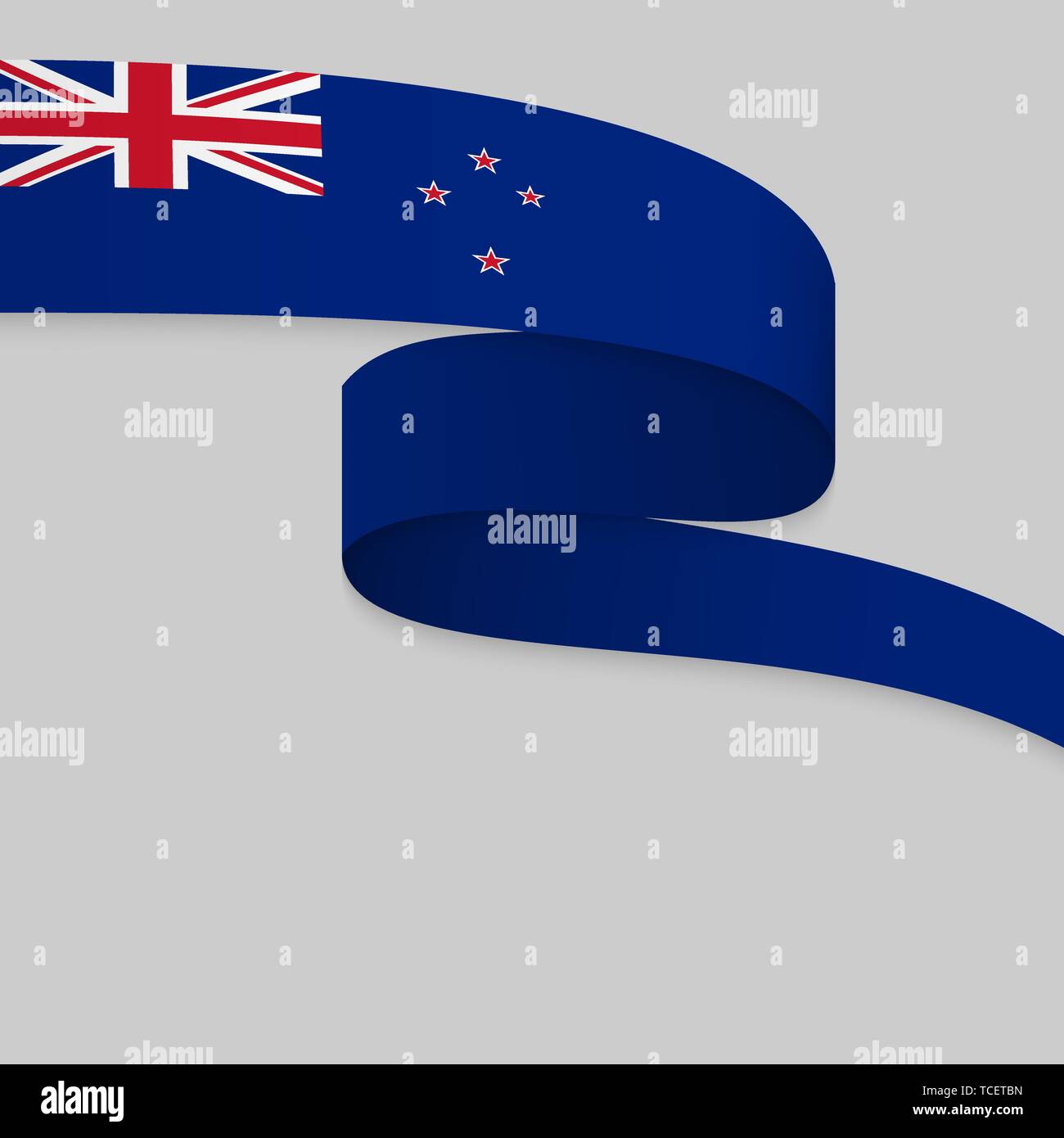 Waving ribbon or banner with flag of New Zealand. Template for