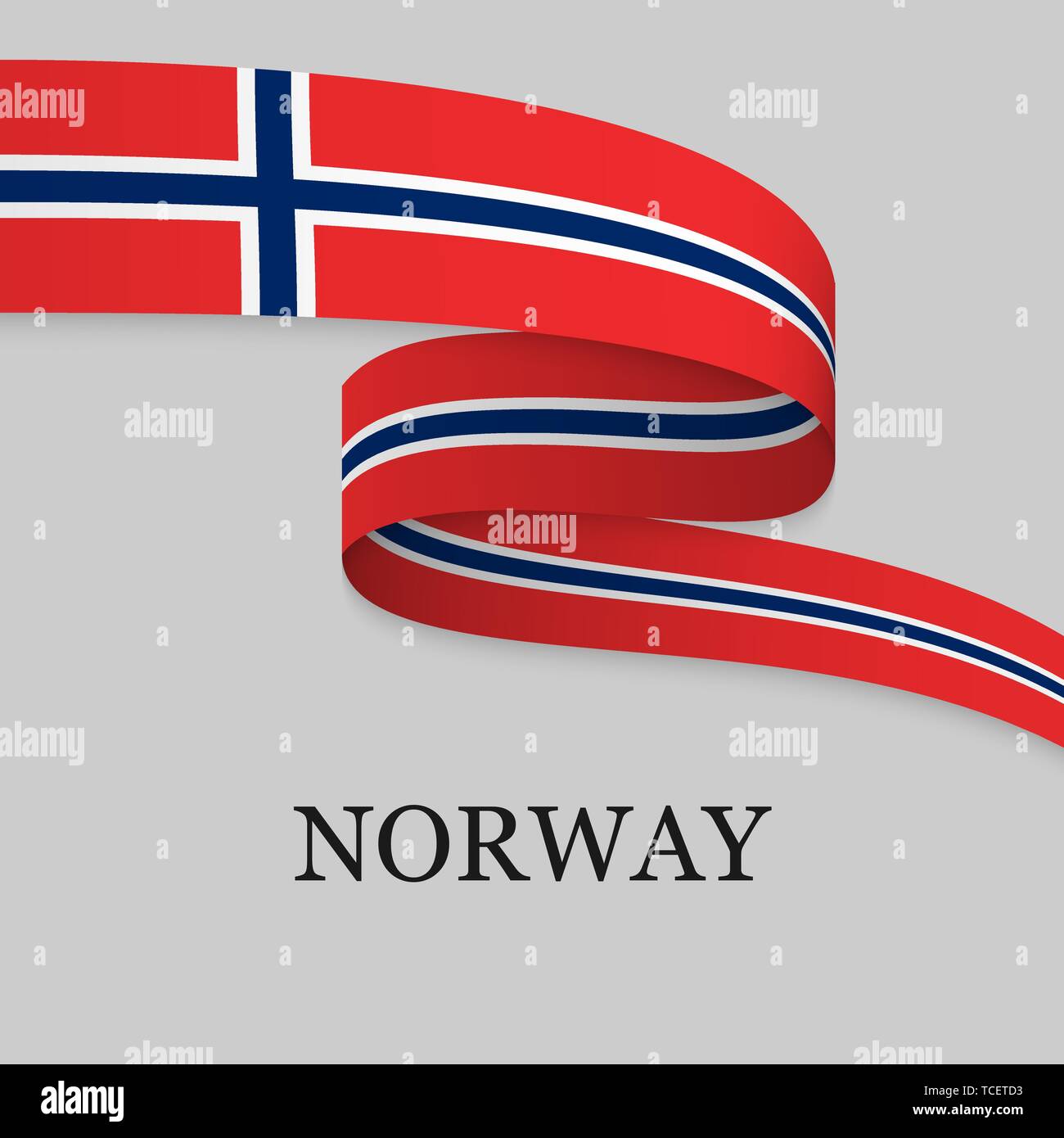 Waving ribbon or banner with flag of Norway. Template for independence ...