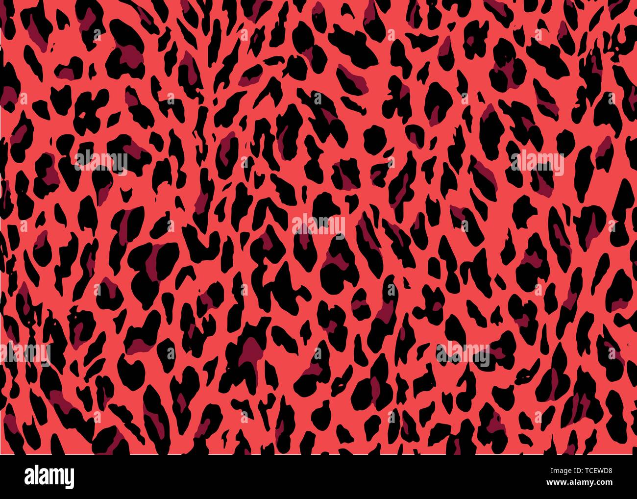 Red Leopard skin pattern design. Leopard print vector illustration background. Wildlife fur skin design illustration for print, web, home decor, Stock Vector