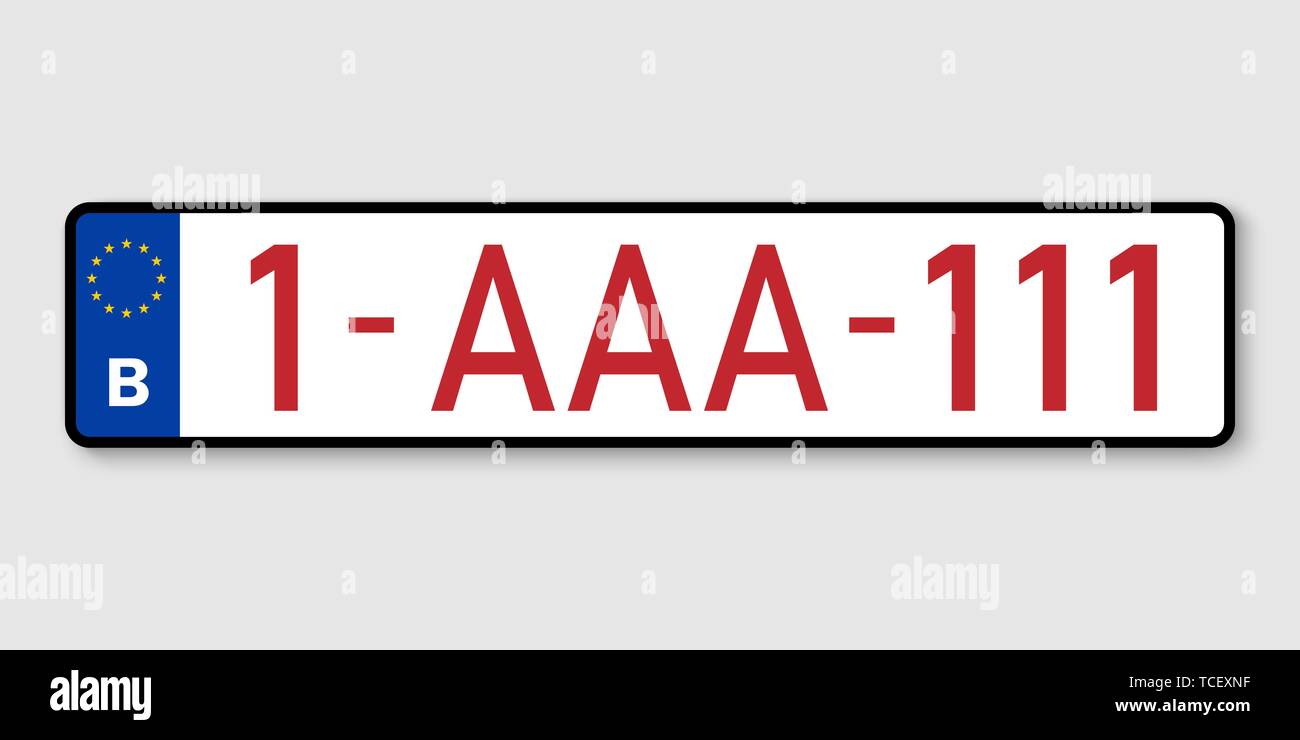 number plate. Vehicle registration plates of Belgium Stock Vector Image