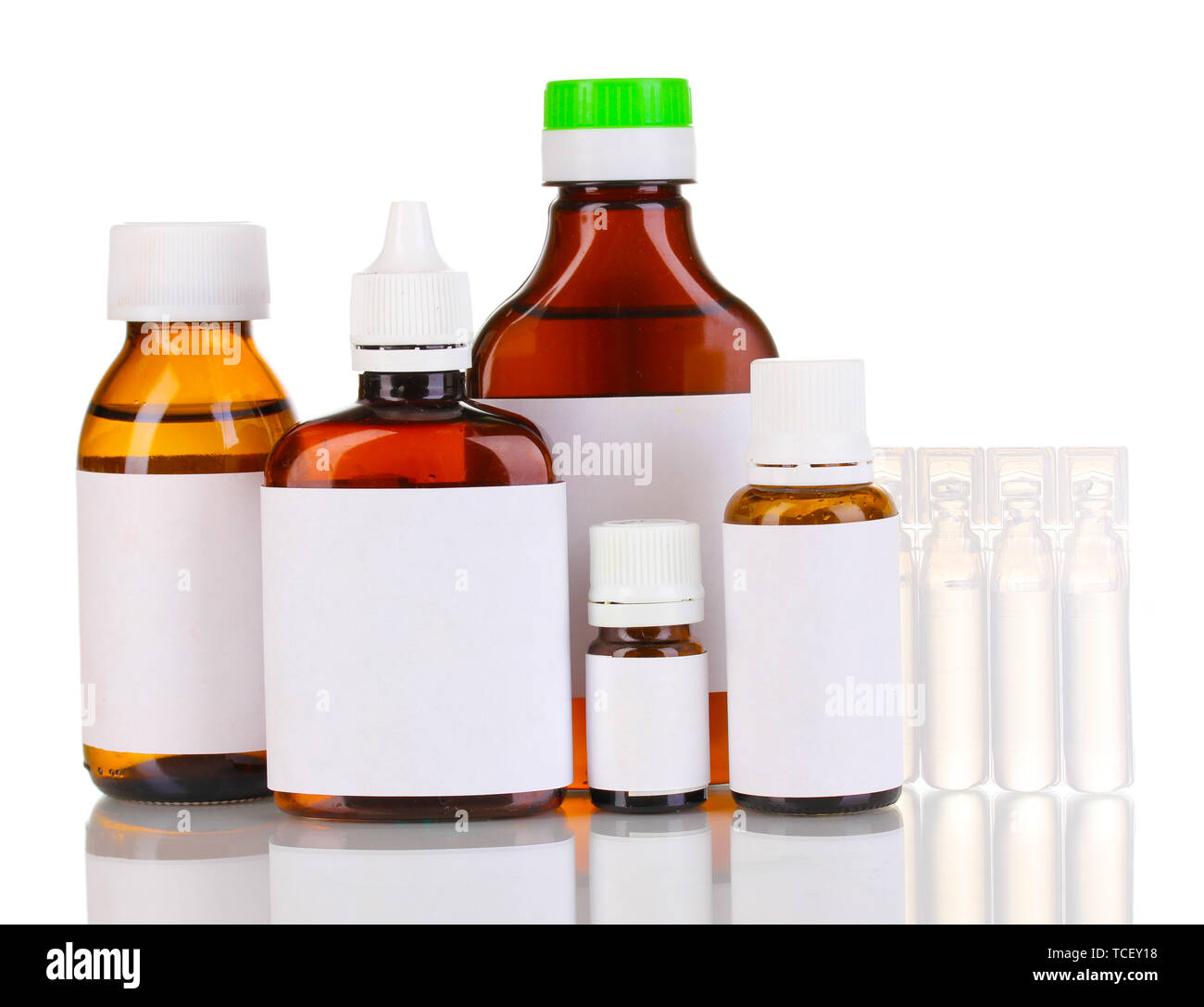 Medical bottles and ampoules isolated on white Stock Photo Alamy