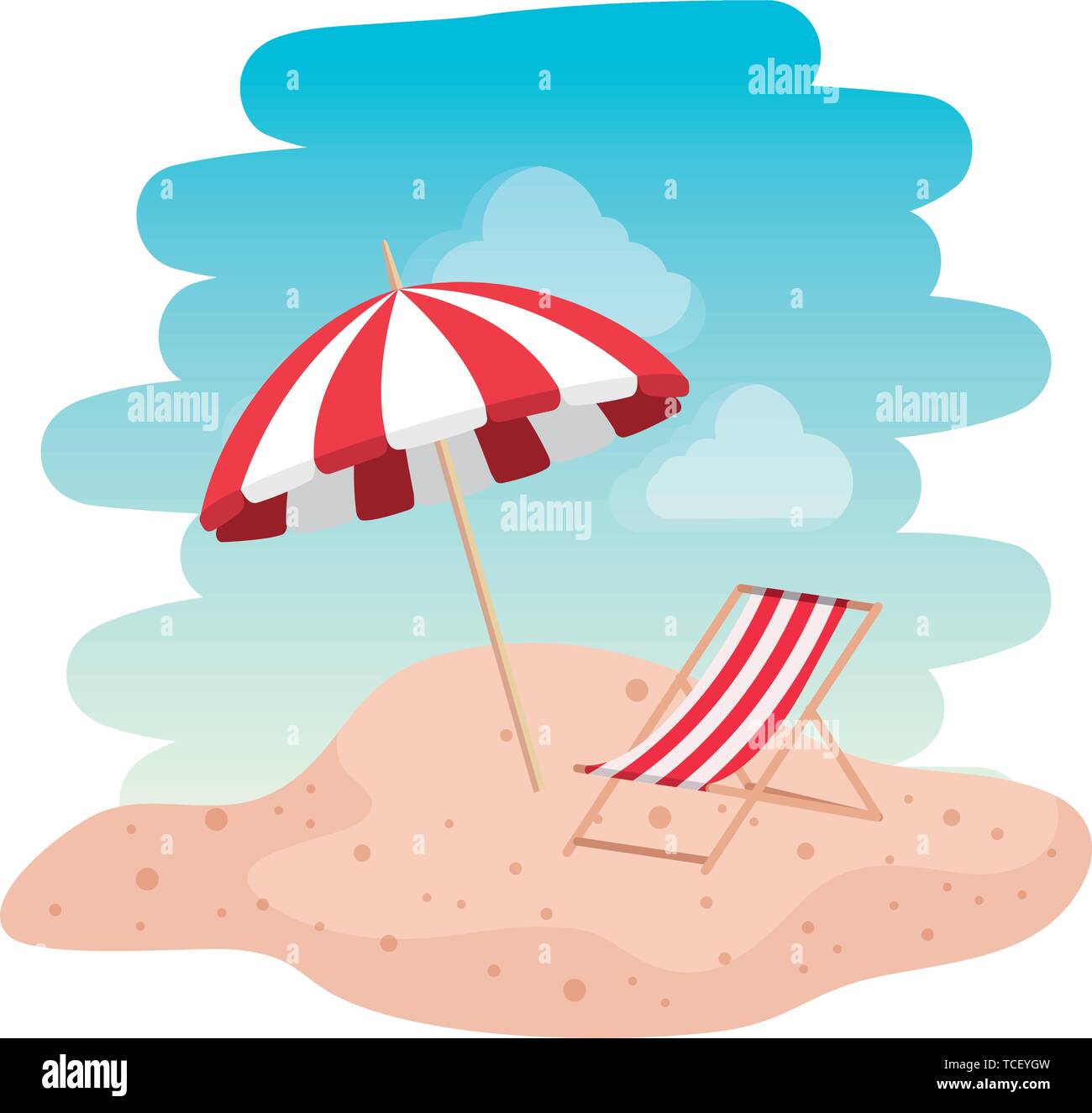 beach seascape scene with chair Stock Vector Image & Art - Alamy