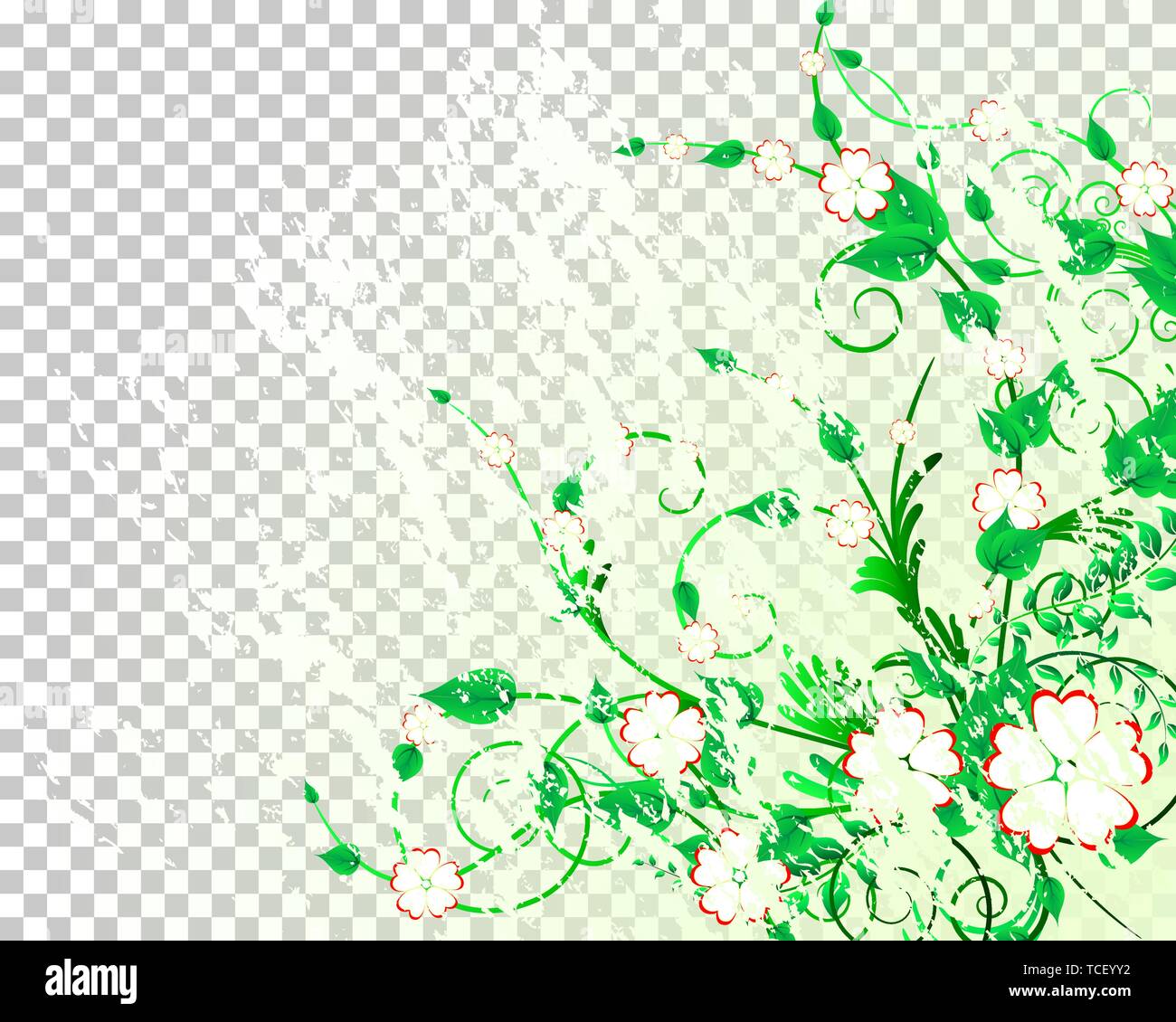 Green floral with transparency grid on back. Vector Illustration Stock ...