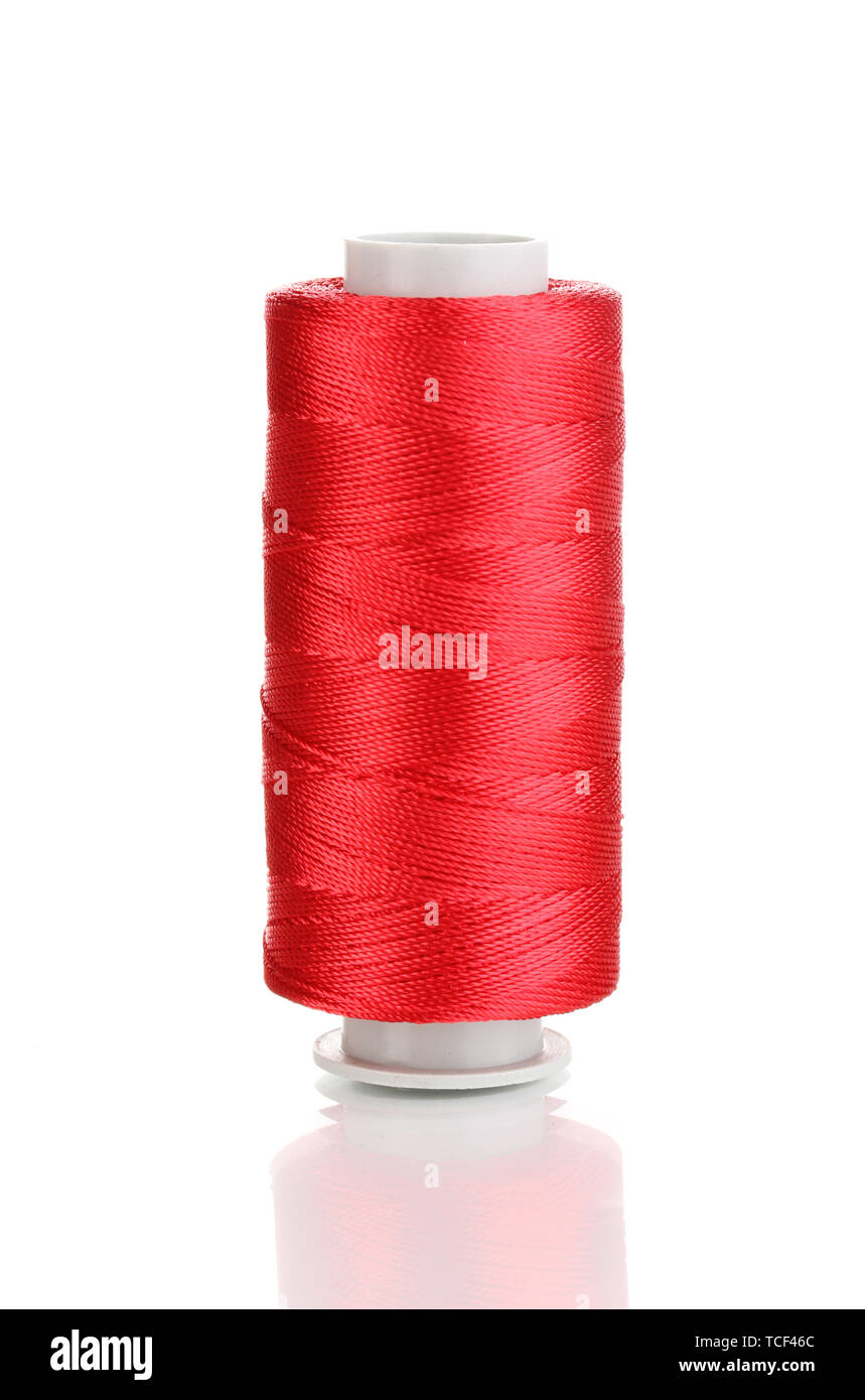 Red bobbin thread isolated on white Stock Photo Alamy