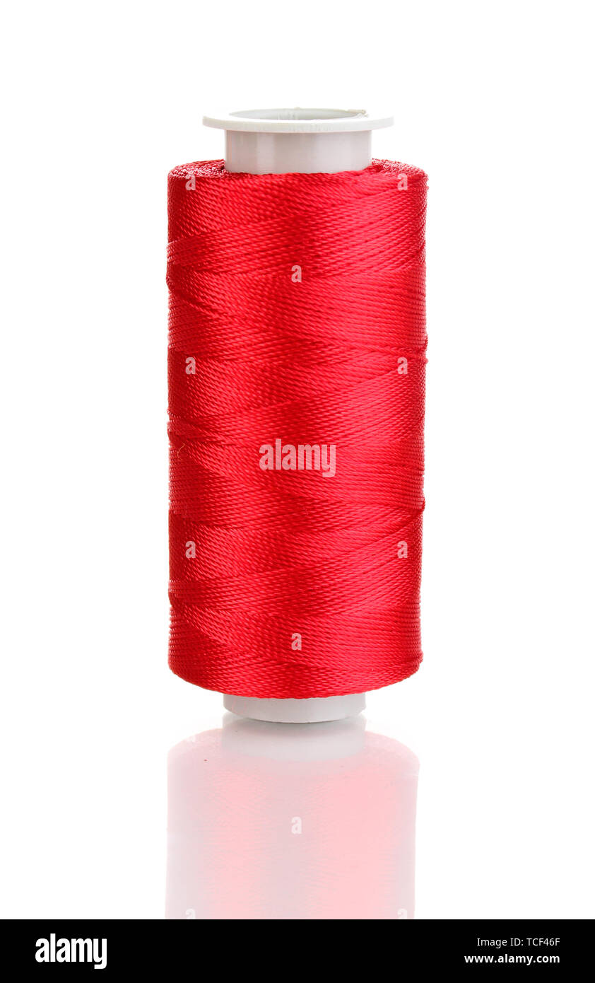 Red bobbin thread isolated on white Stock Photo Alamy