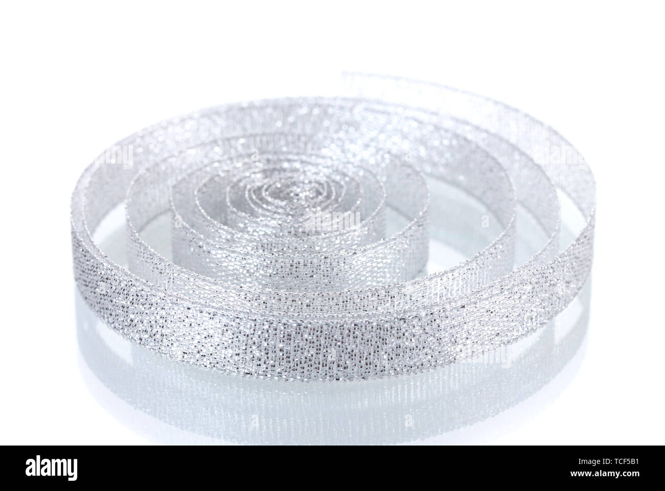 beautiful silver ribbon isolated on white Stock Photo - Alamy