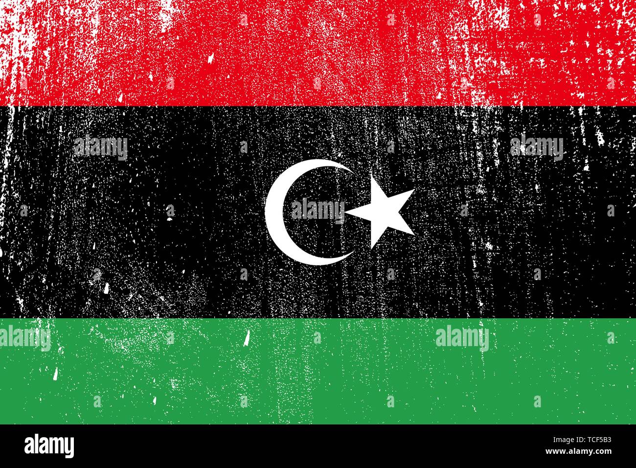 grunge styled flag of Libya . Template for your design . Template for your design Stock Vector