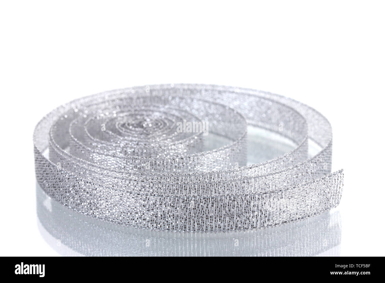 beautiful silver ribbon isolated on white Stock Photo - Alamy