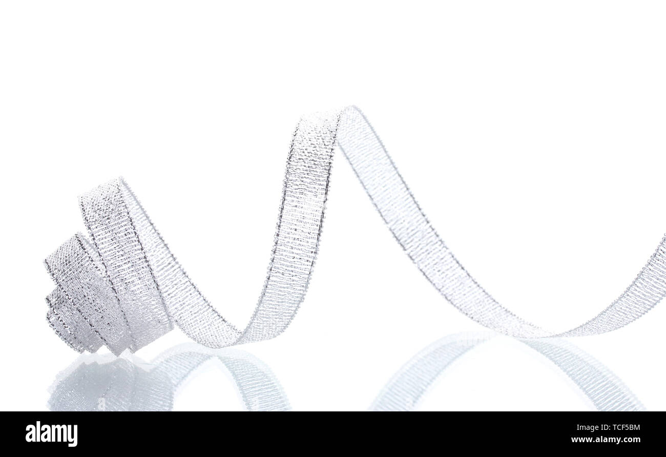 beautiful silver ribbon isolated on white Stock Photo - Alamy