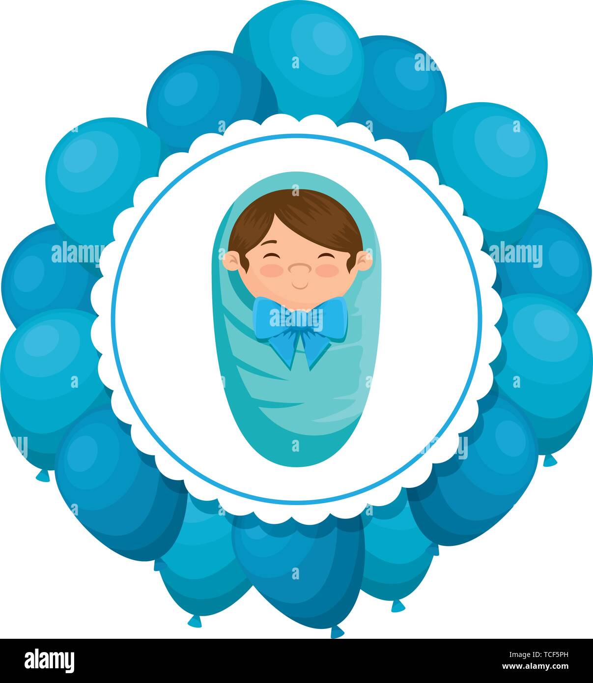 cute little boy baby in lace with balloons helium Stock Vector Image ...