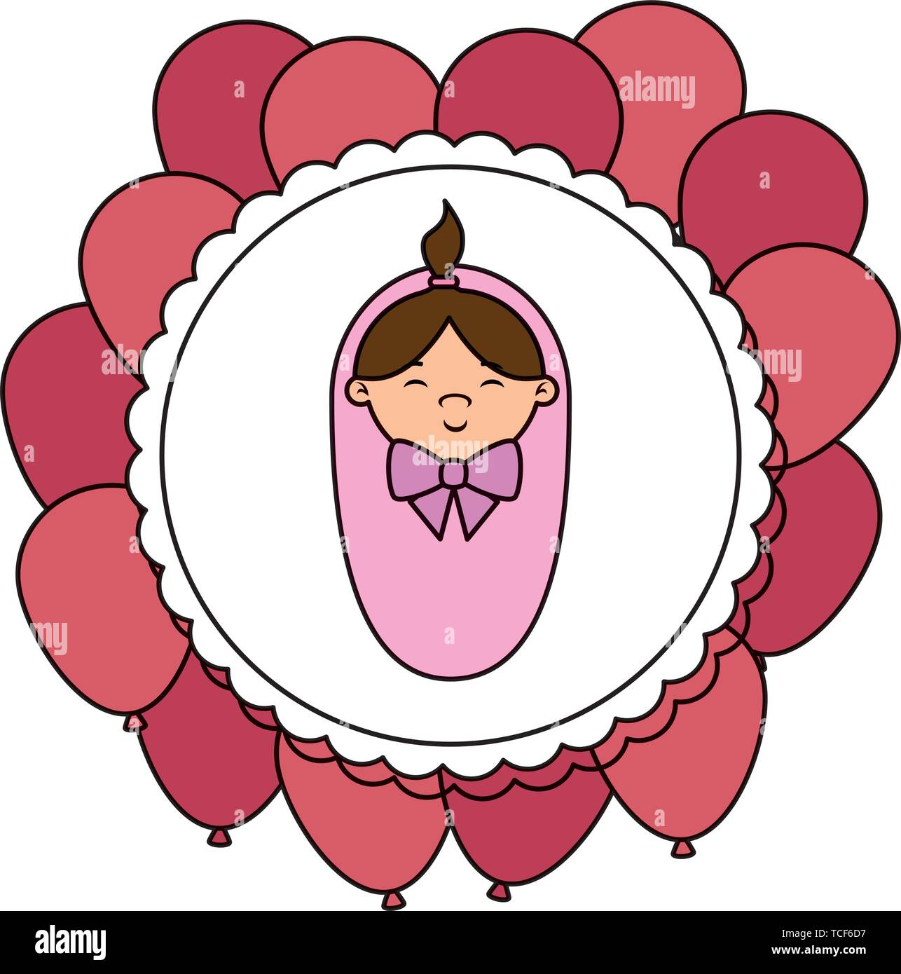 cute little girl baby in lace with balloons helium Stock Vector Image ...
