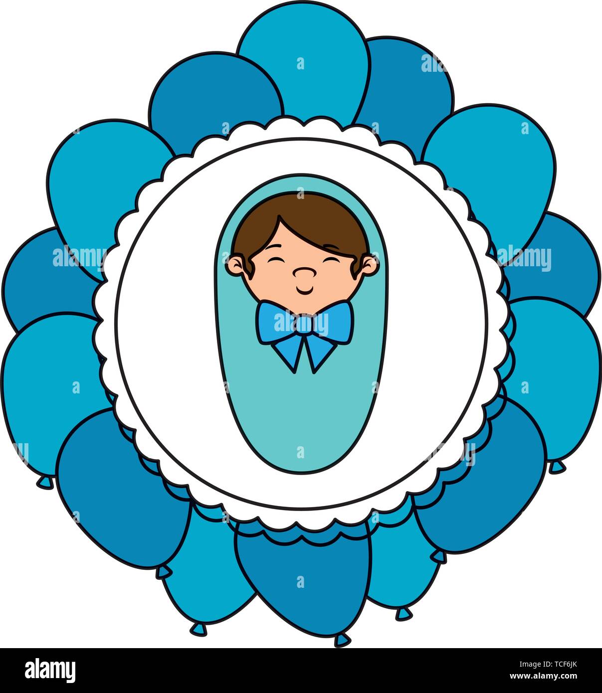cute little boy baby in lace with balloons helium Stock Vector Image ...