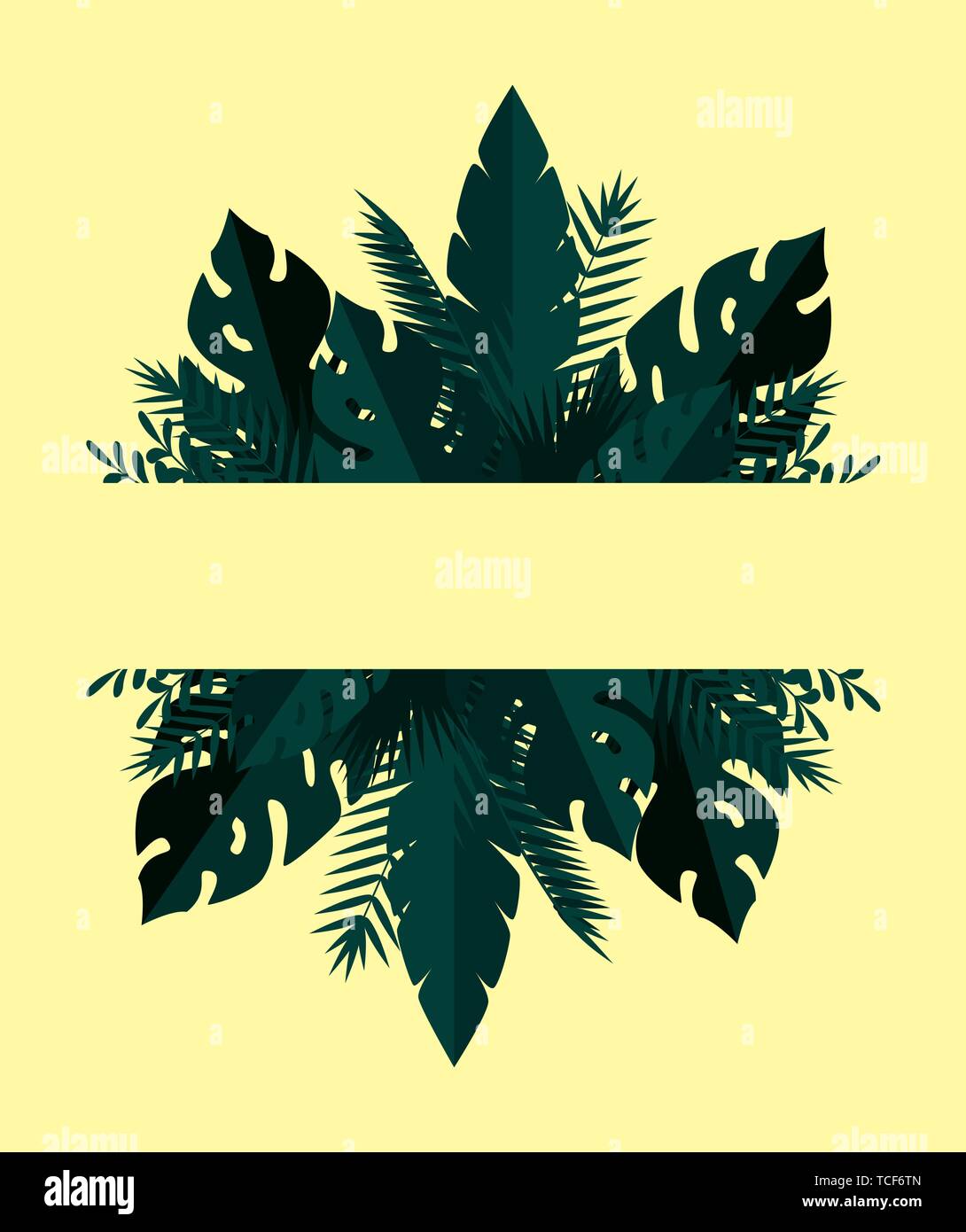 summer frame with tropical and exotic leafs plants Stock Vector Image ...