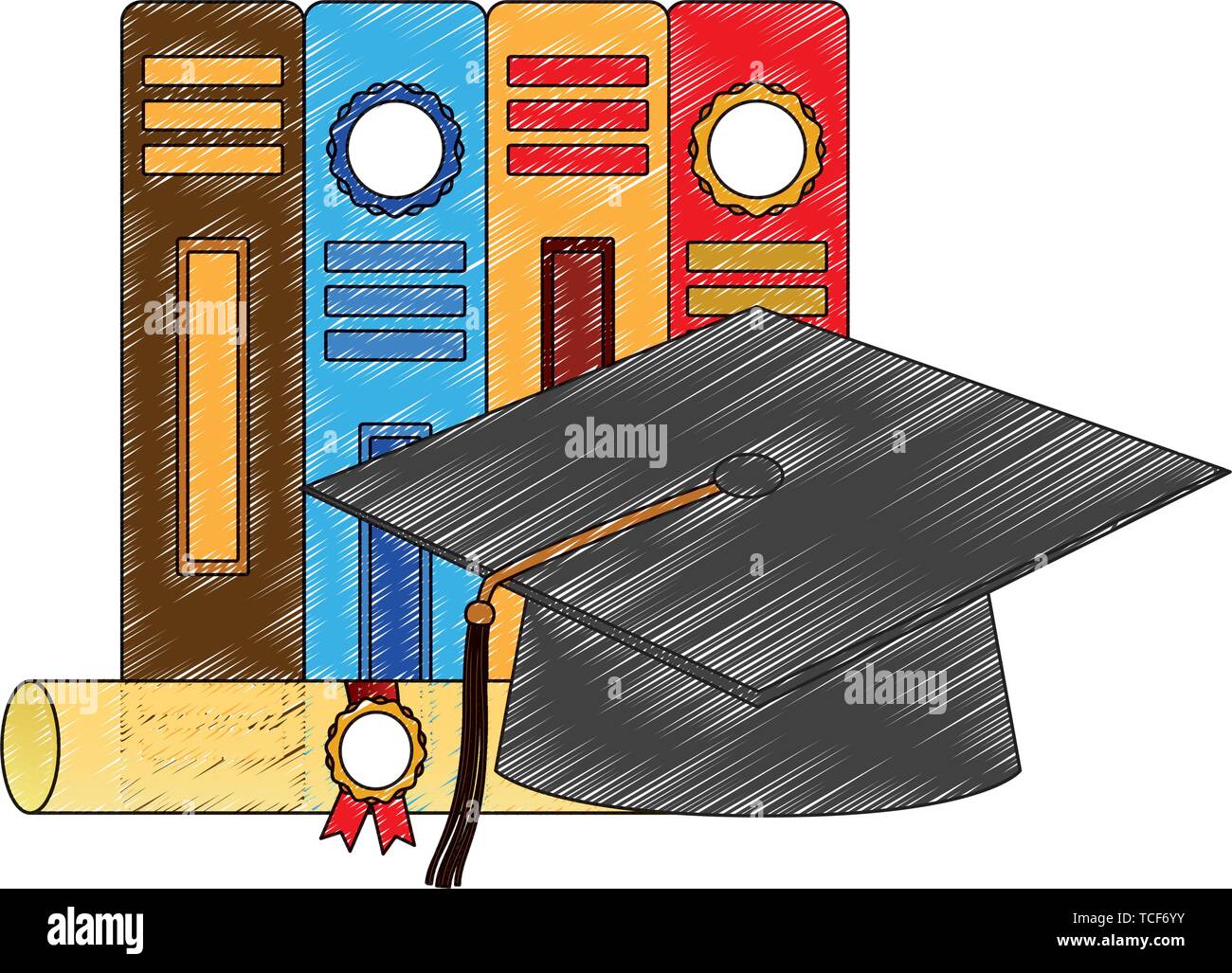 school graduation hat certificate and books Stock Vector Image & Art ...
