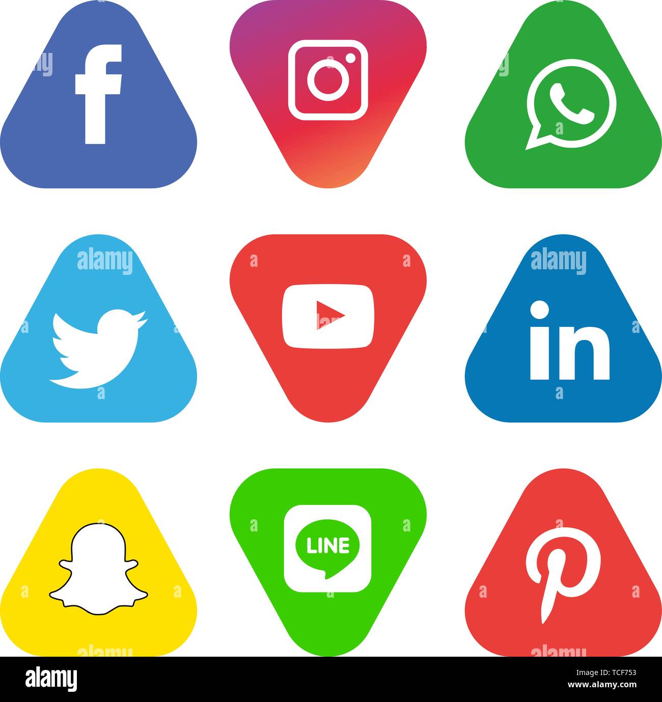 Social Media Icons Set Logo Vector Illustrator Social Media Icon Snapchat Facebook Instagram Twitter Whatsapp Set Network Popular Connect Stock Vector Image Art Alamy