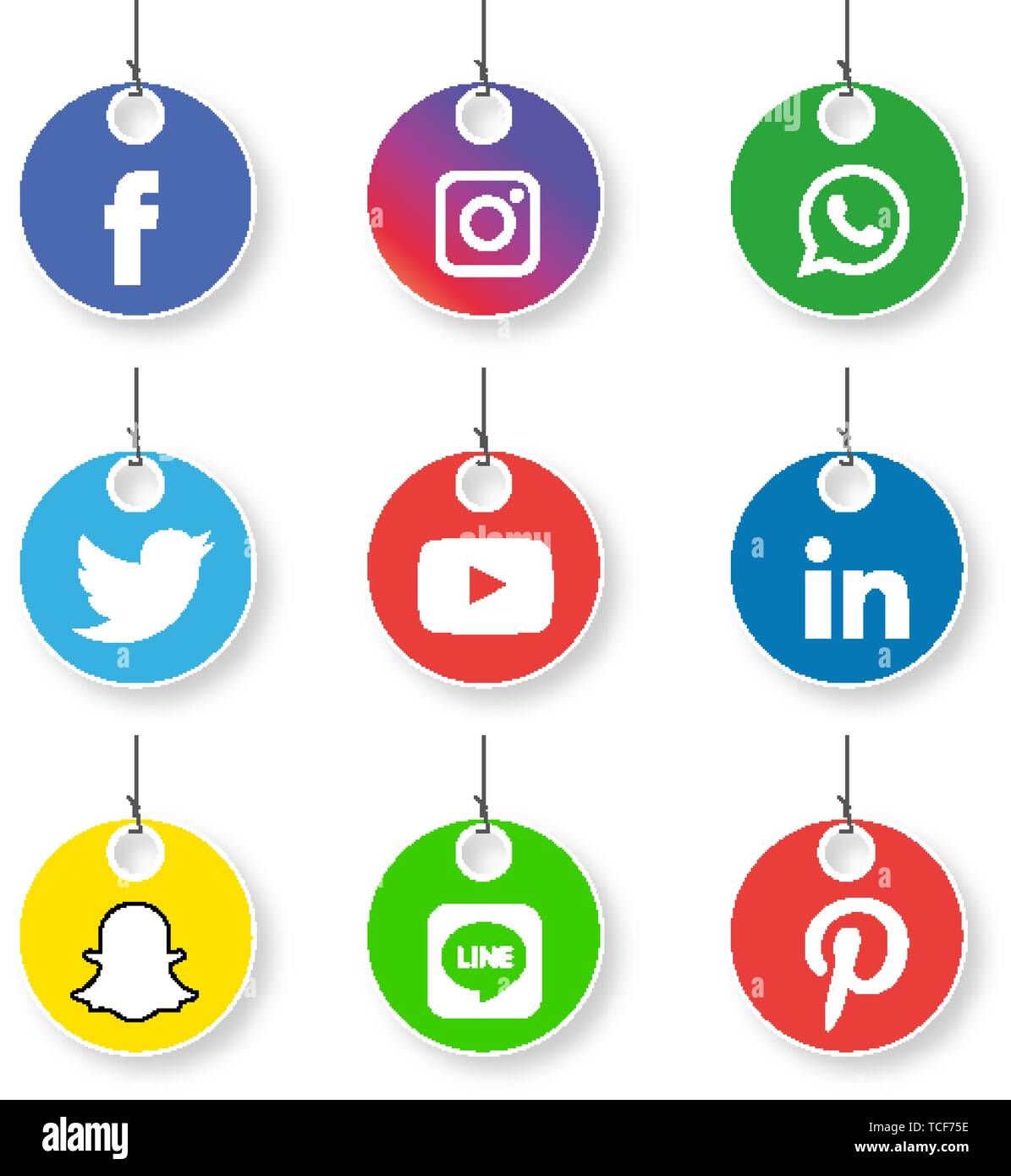 Social Media Icons Set Logo Vector Illustrator Social Media Icon Snapchat Facebook Instagram Twitter Whatsapp Set Network Popular Connect Stock Vector Image Art Alamy