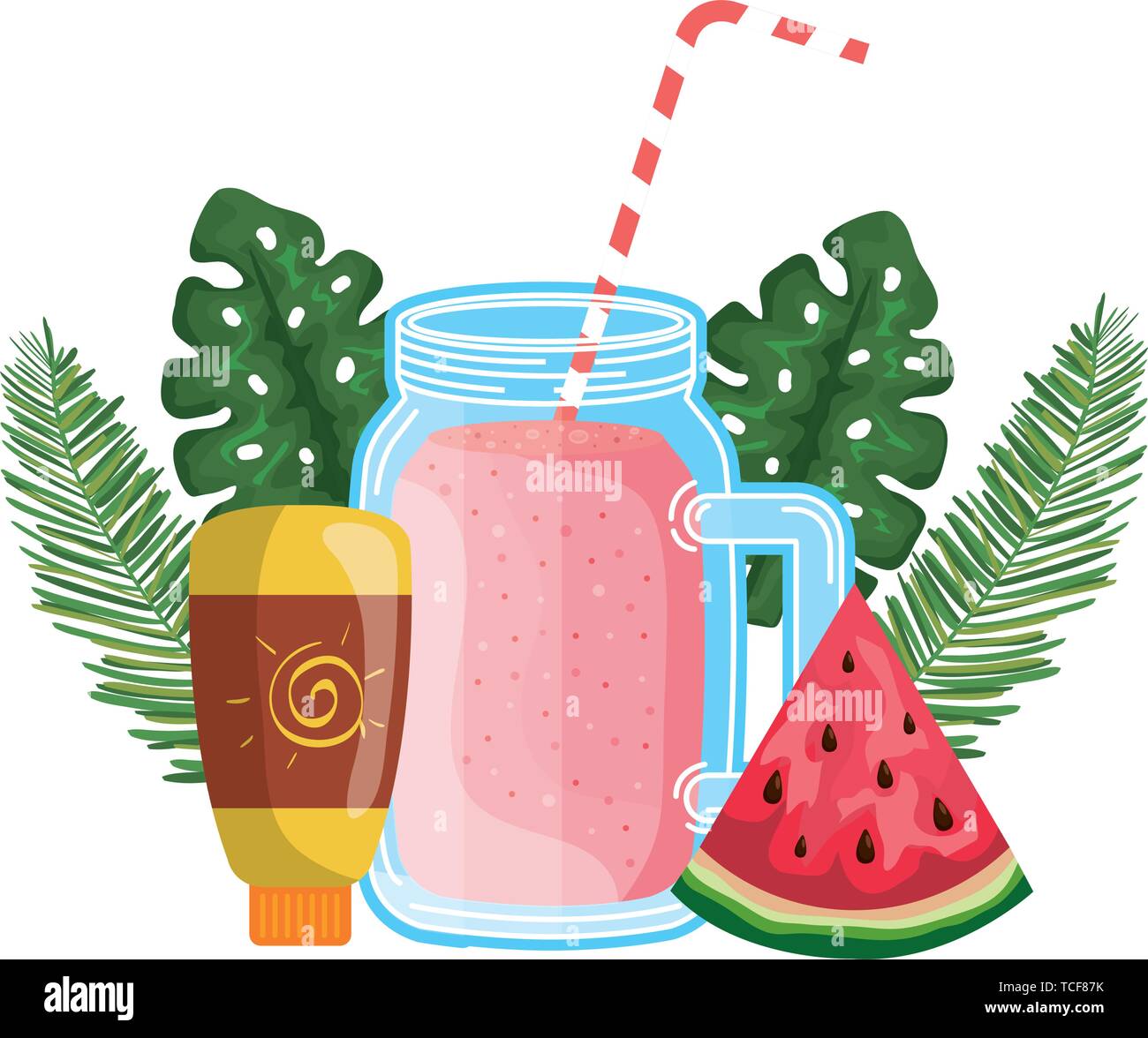 juice watermelon fruit jar with blocker solar Stock Vector Image & Art