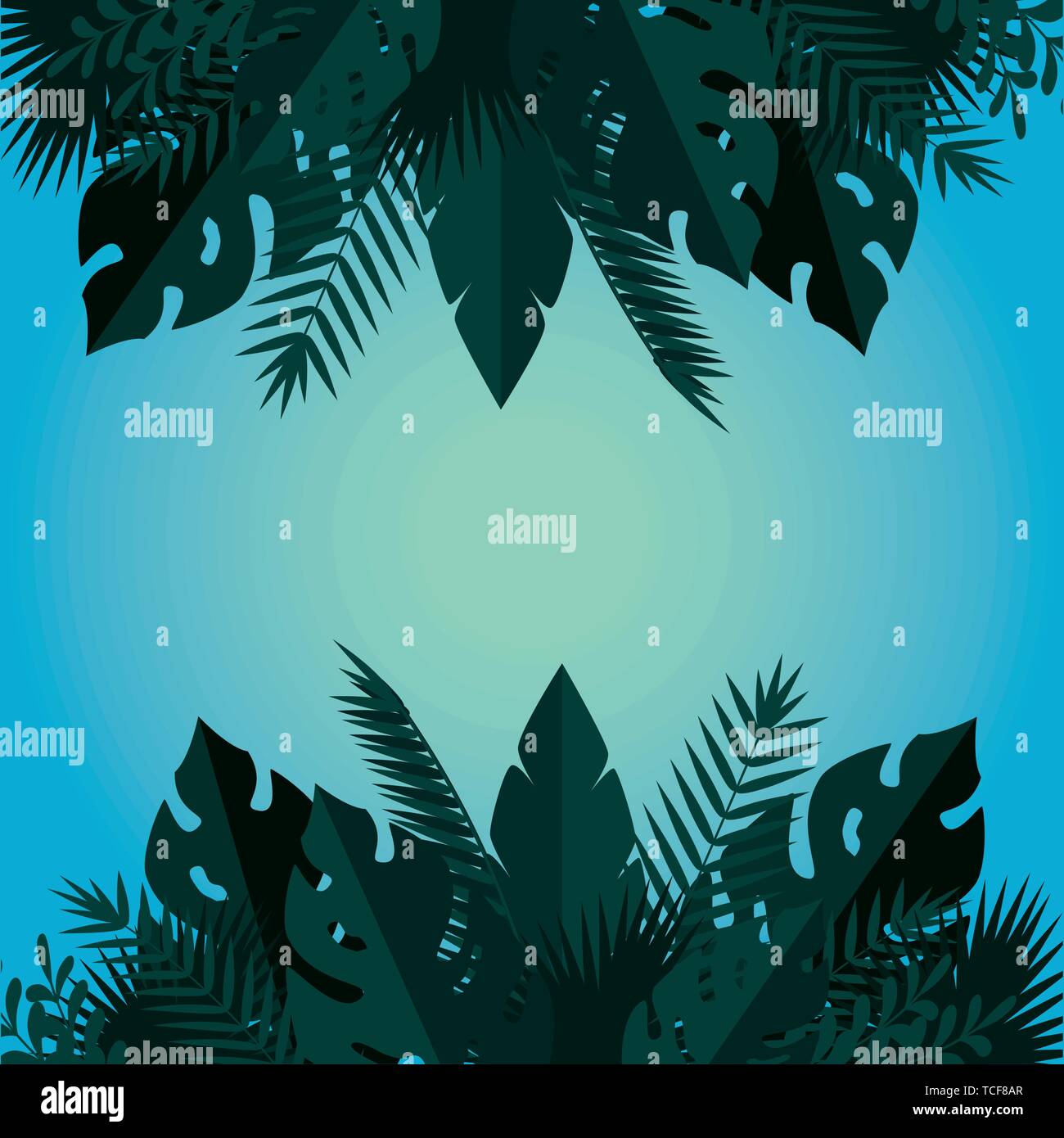 summer frame with tropical and exotic leafs plants Stock Vector Image ...