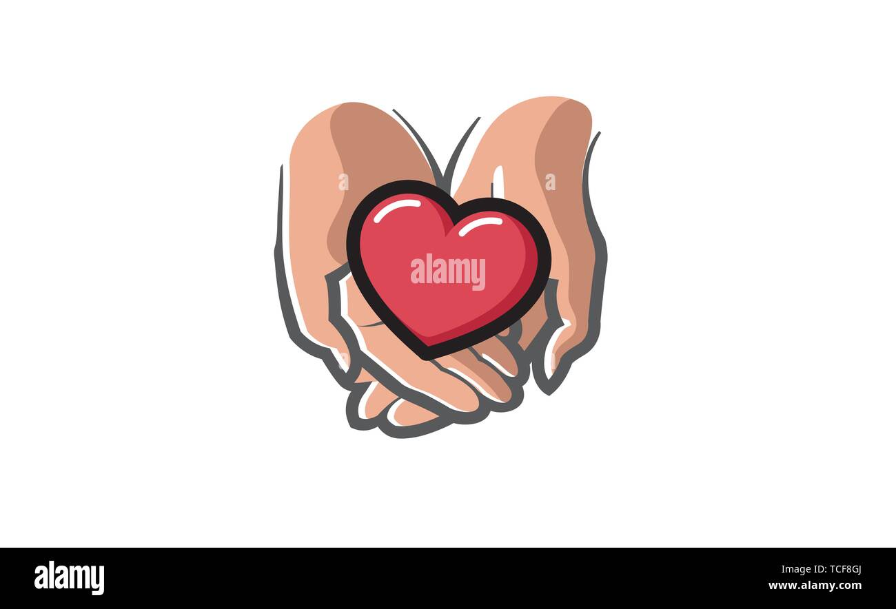 Love Giving Heart Love Hands Holding Logo Design Symbol Illustration