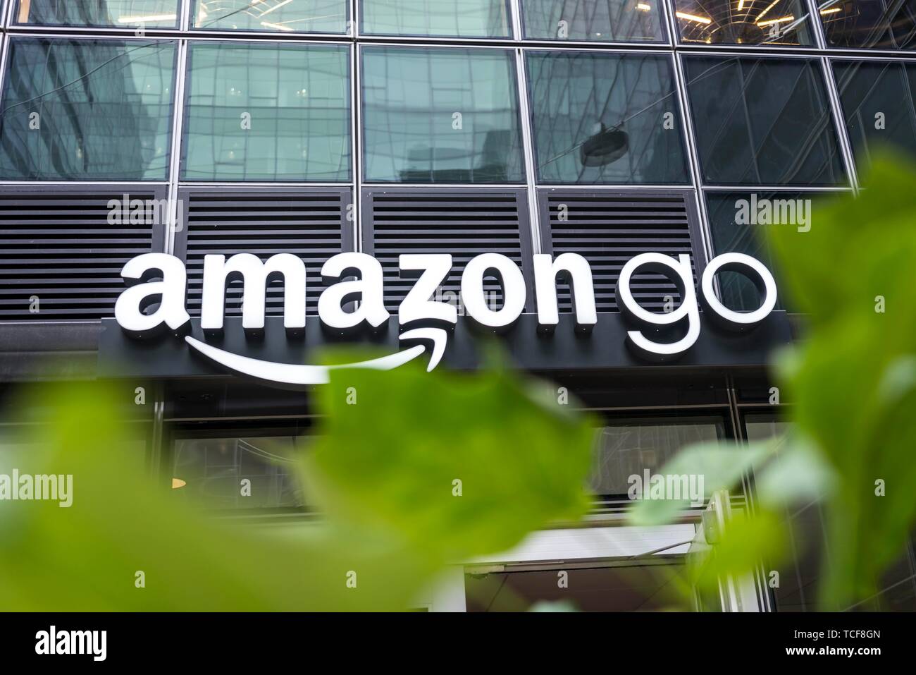 Amazon Go store, American automated supermarket chain, cashless supermarket, Seattle, Washington, USA, North America Stock Photo