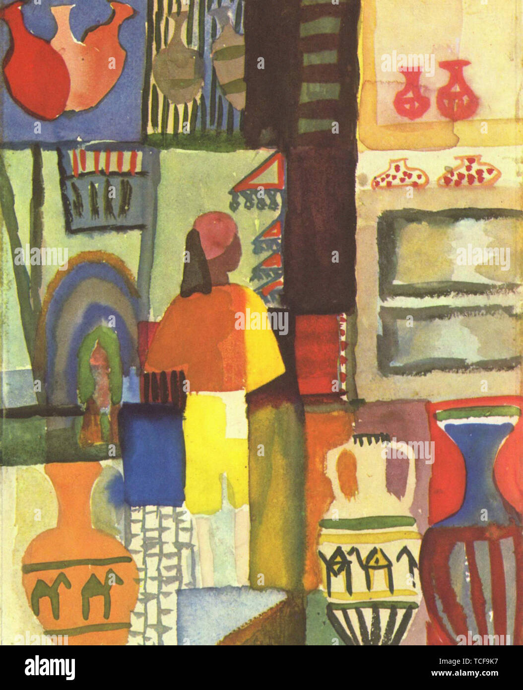 August Macke - Dealer With Jugs 1914 Stock Photo