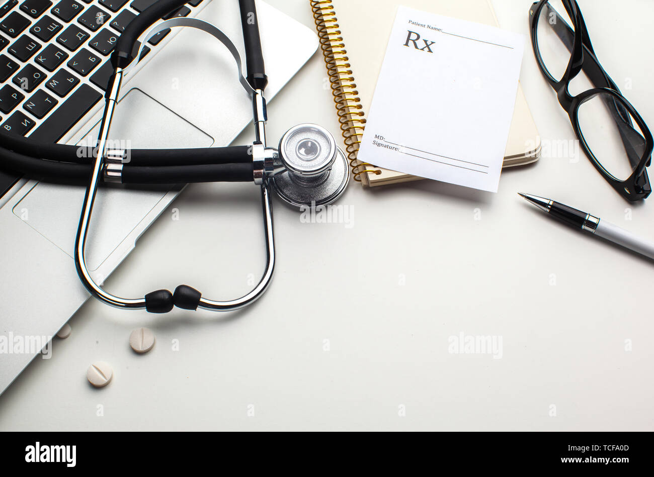 Medical stethoscope on computer keyboard Stock Photo - Alamy