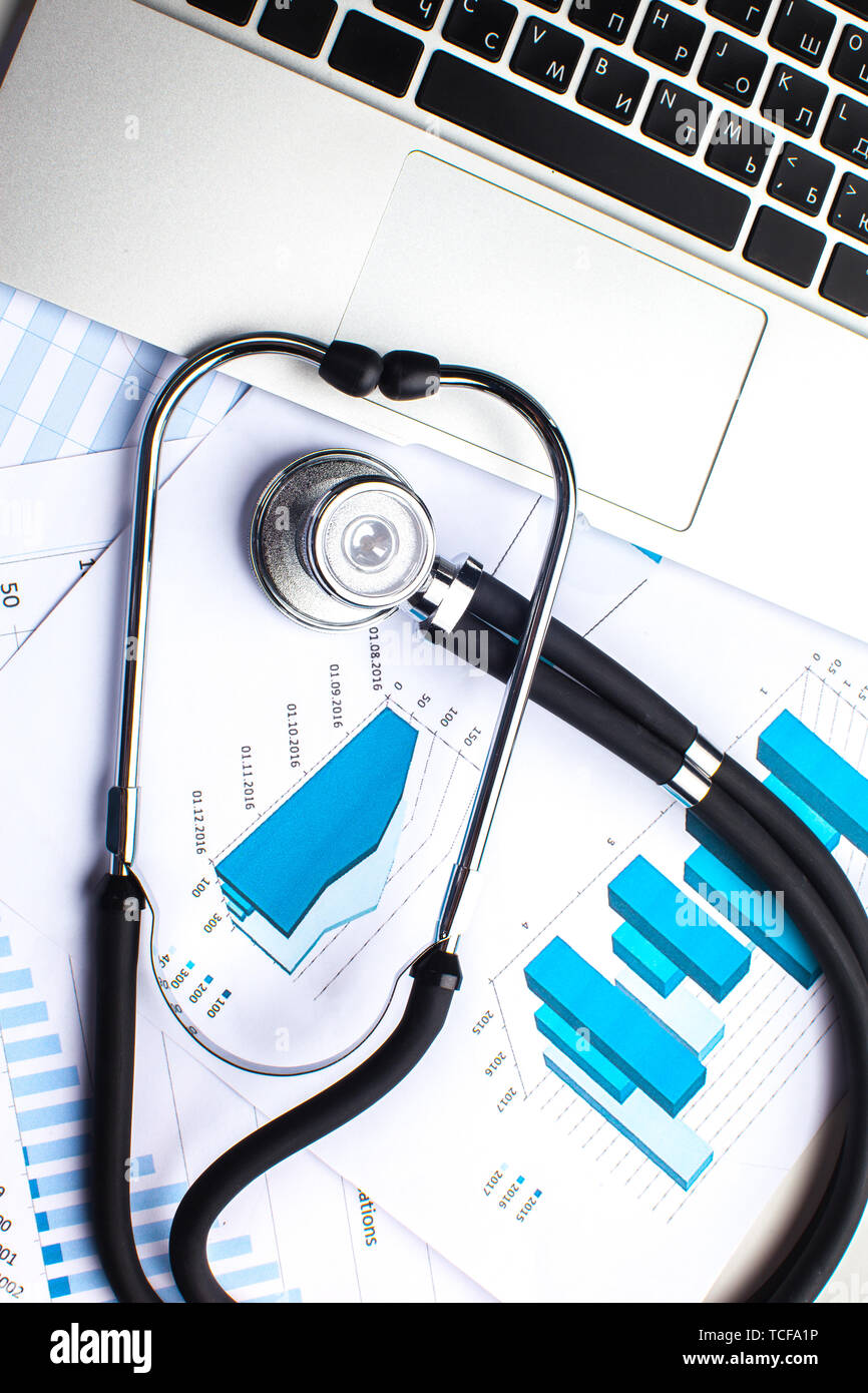 Medical stethoscope on computer keyboard Stock Photo - Alamy