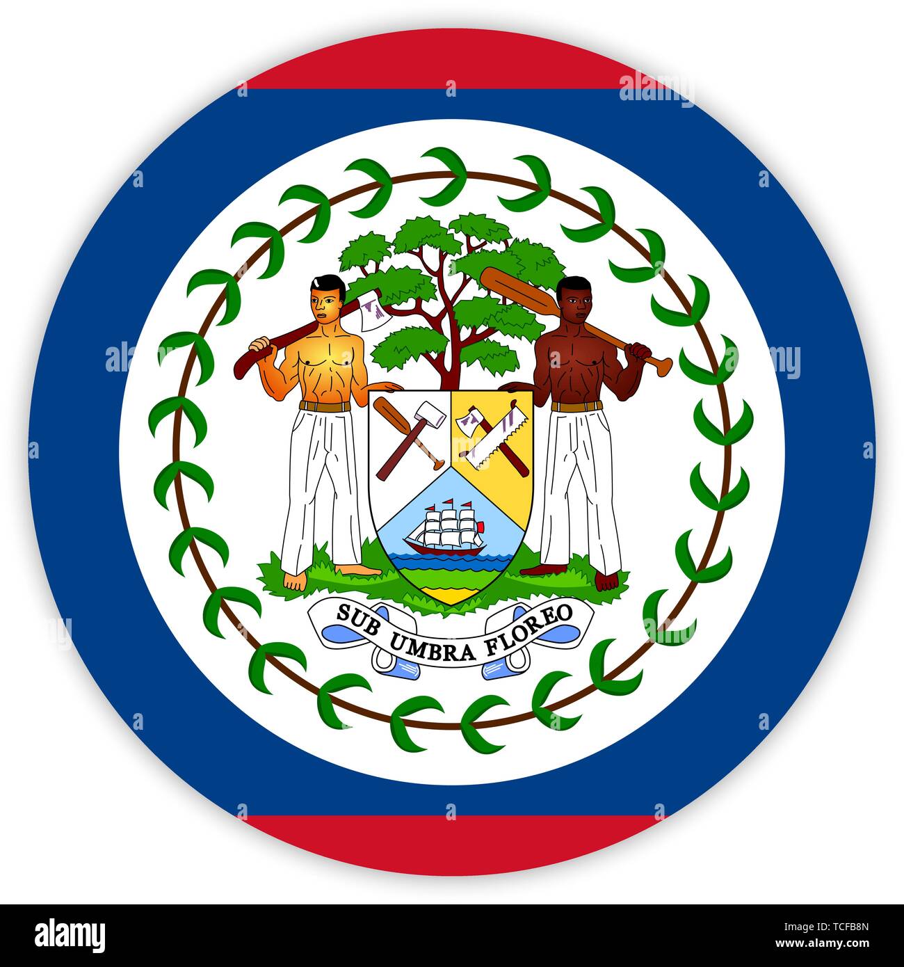 Simple round flag of Belize . Template for your design . Template for ...