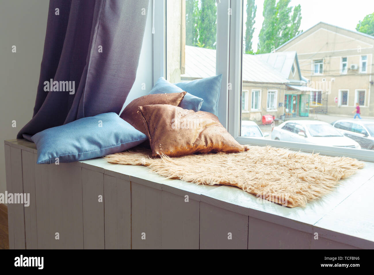 Cozy Window Seat With Cushions Stock Photo 248659522 Alamy