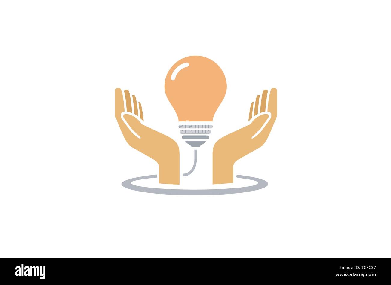 Creative Lamp Hands Logo Vector Design Illustration Stock Vector