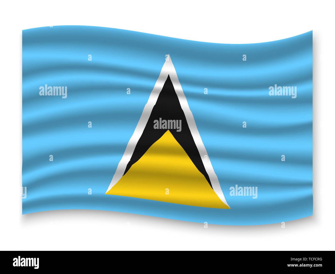 3D Waving Flag of Saint Lucia . Template for your design Stock Vector