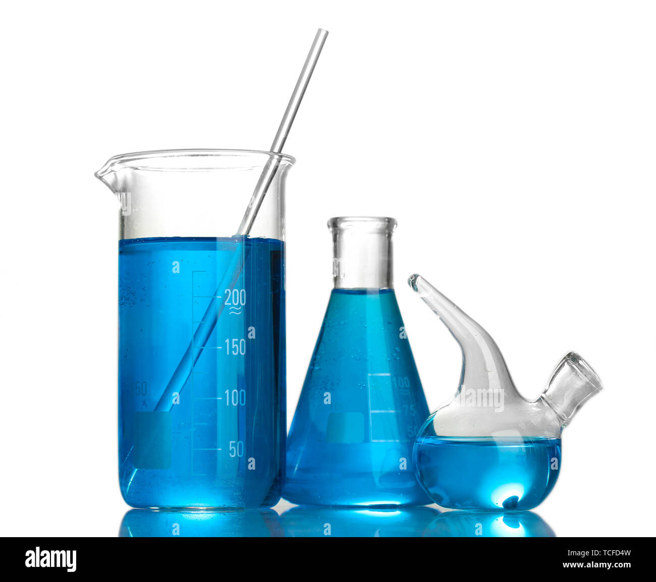 Test-tubes with blue liquid isolated on white Stock Photo - Alamy