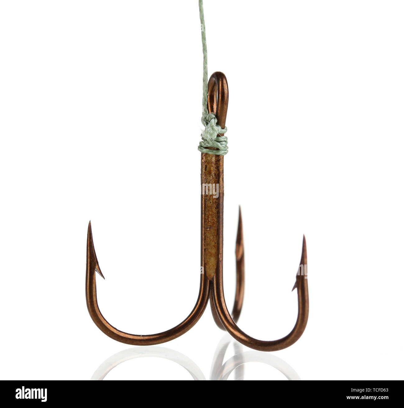 Treble fish hook isolated on white Stock Photo Alamy