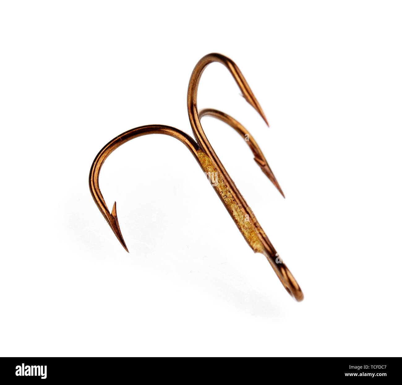 Treble fish hook isolated on white Stock Photo Alamy