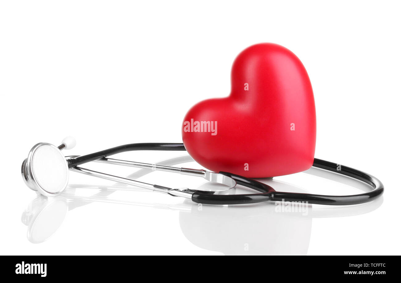 Medical stethoscope and heart isolated on white Stock Photo - Alamy
