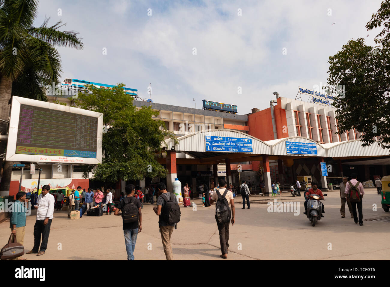 BANGALORE INDIA June 3, 2019 :Passengers at the entrance of the bangalore railway station morning time. Stock Photo