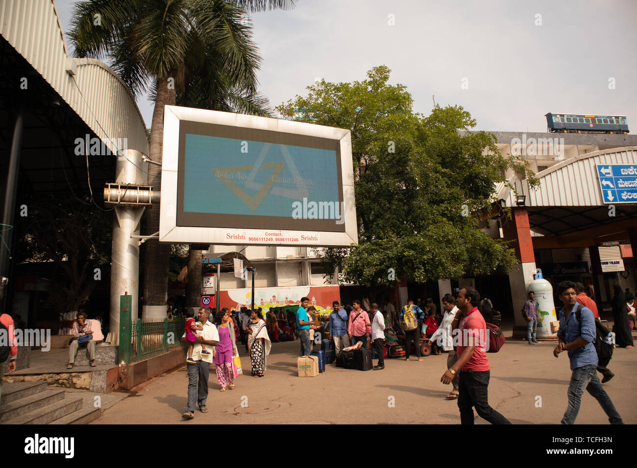 BANGALORE INDIA June 3, 2019 :Passengers at the entrance of the bangalore railway station morning time. Stock Photo