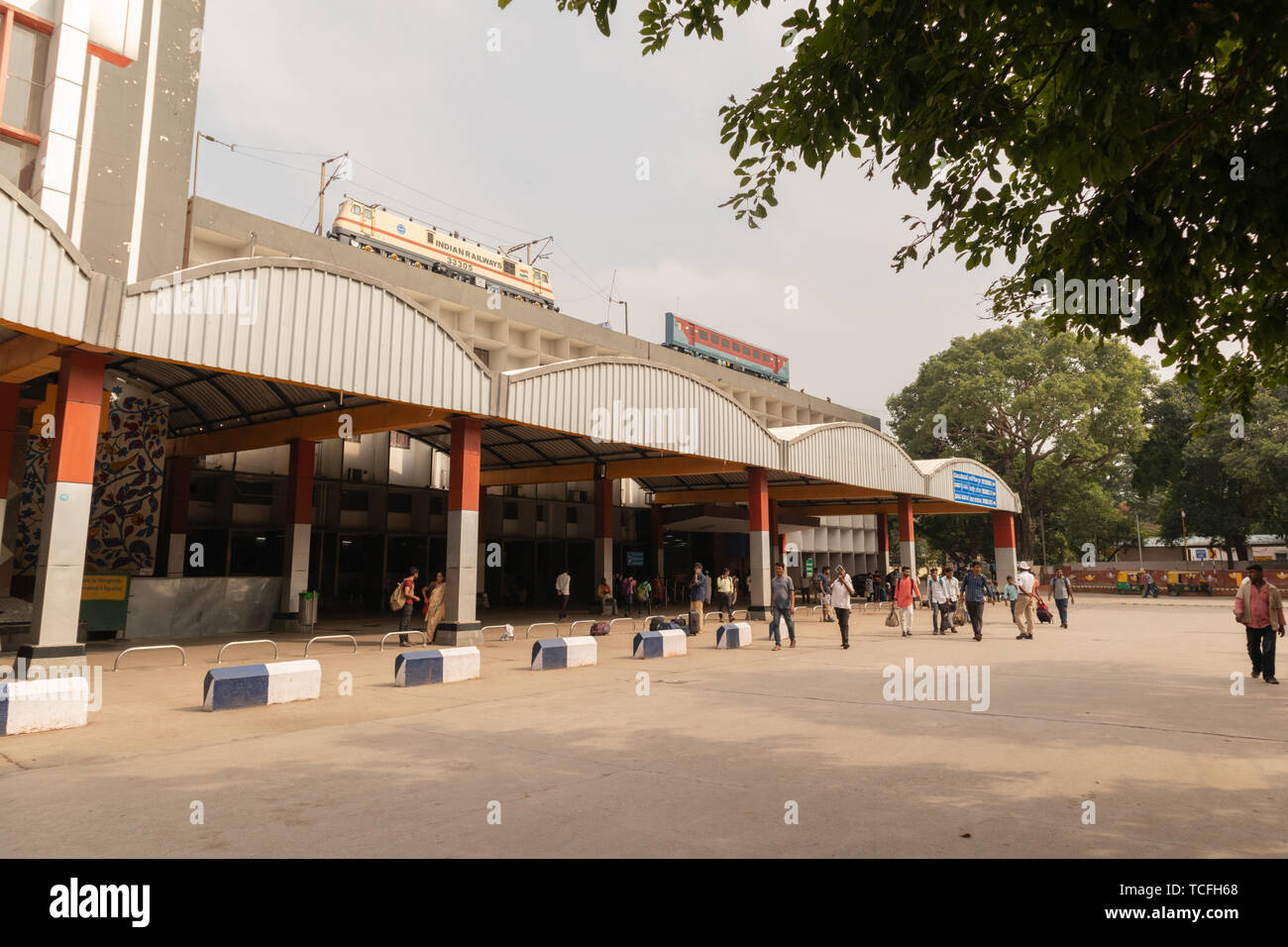 BANGALORE INDIA June 3, 2019 :Passengers at the entrance of the bangalore railway station morning time. Stock Photo