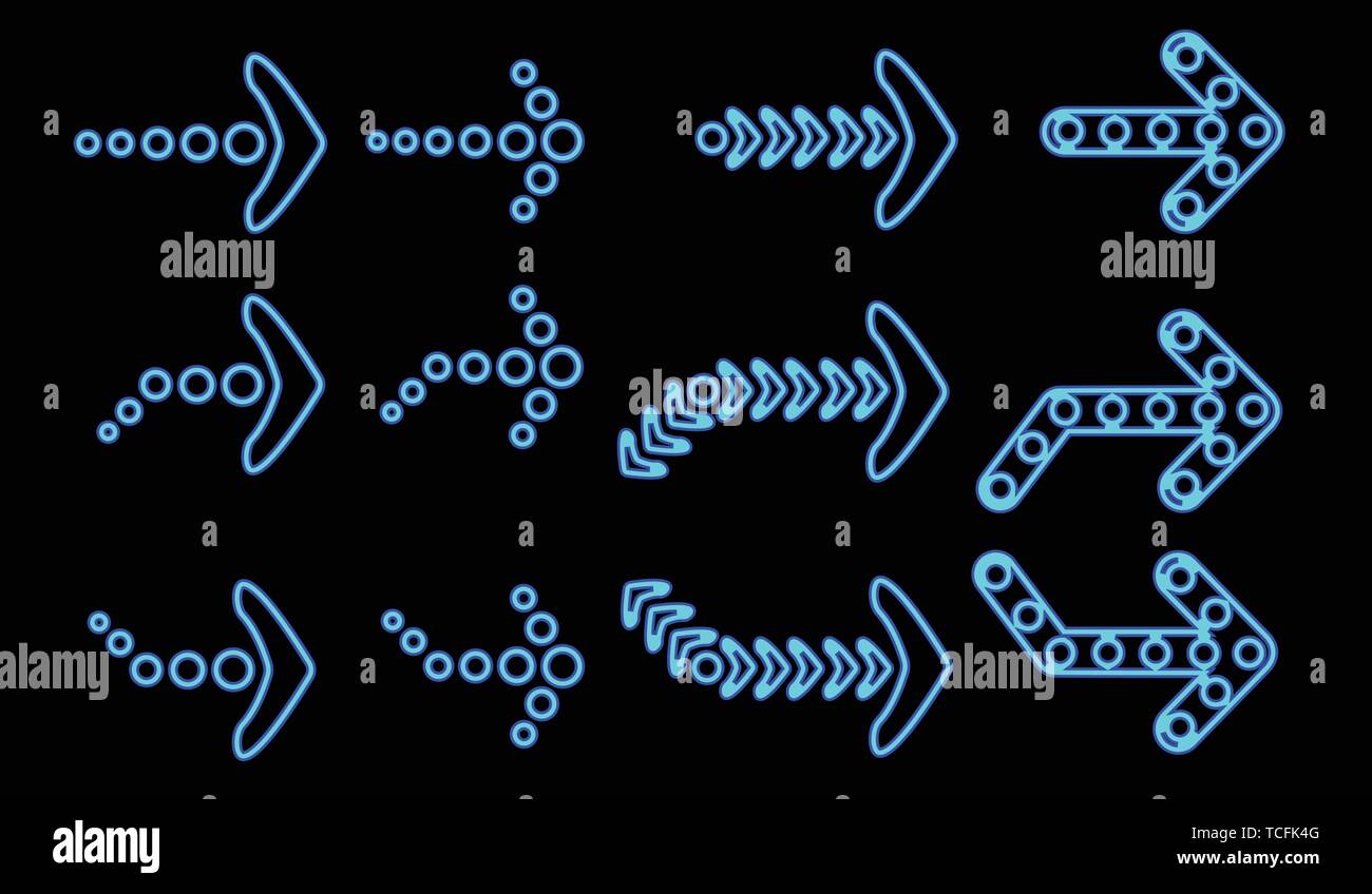 Blue vector neon style arrows Stock Vector