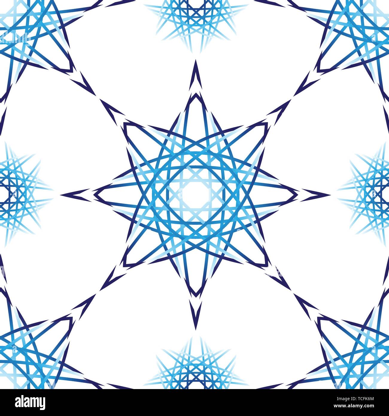 Geometric vector mandala seamless pattern on white background Stock Vector