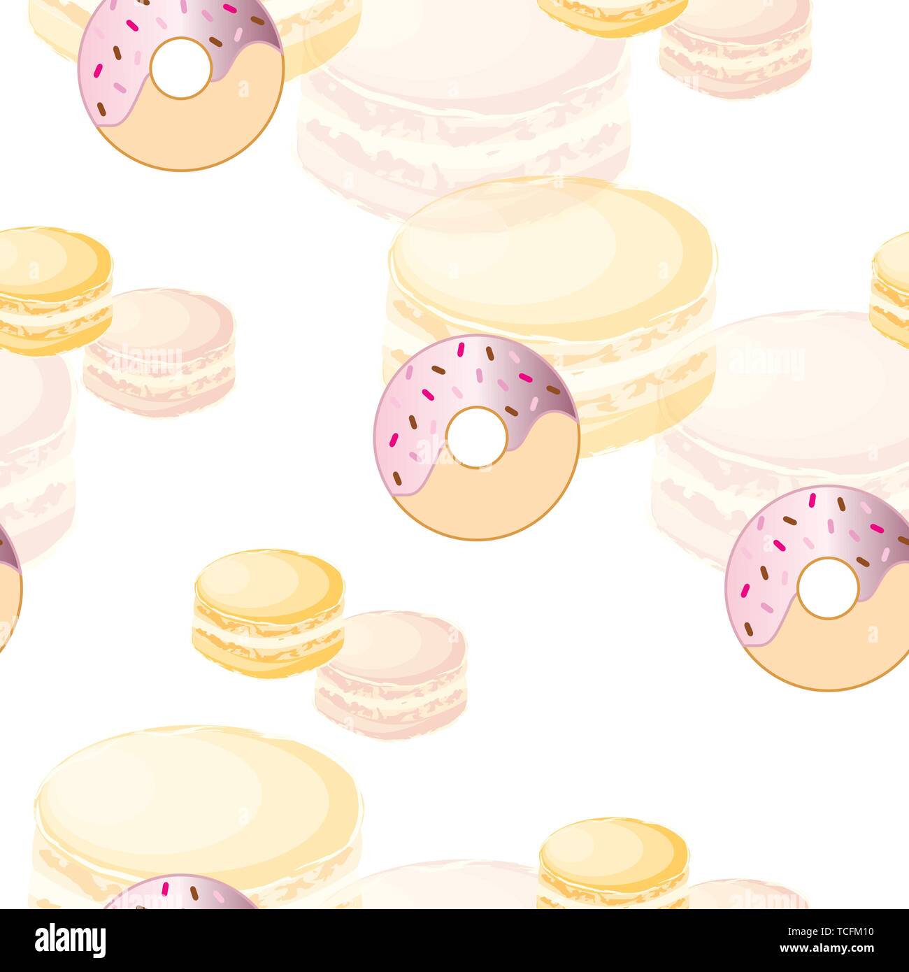 seamless pattern with donuts and macaroons vector in pastel colors Stock Vector