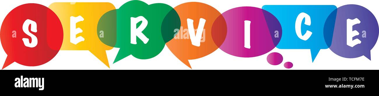 Hello in letters written in different colored and different shaped speech bubbles - Vector Illustration Stock Vector