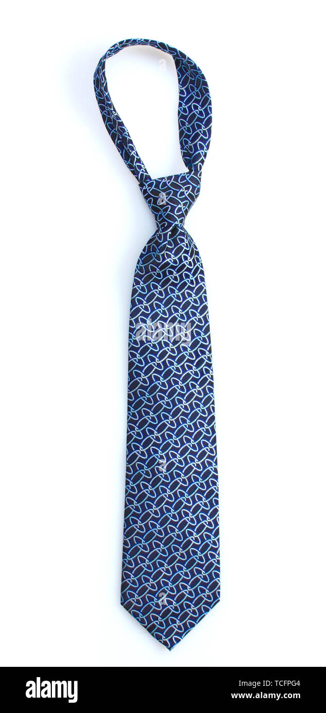 Elegant blue tie isolated on white Stock Photo - Alamy